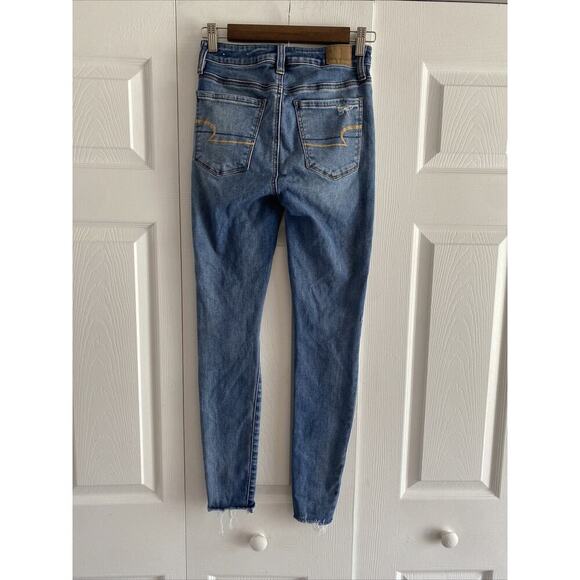 American Eagle Women's 2 Next Level Stretch Skinny Jean Distressed Denim - Picture 8 of 11